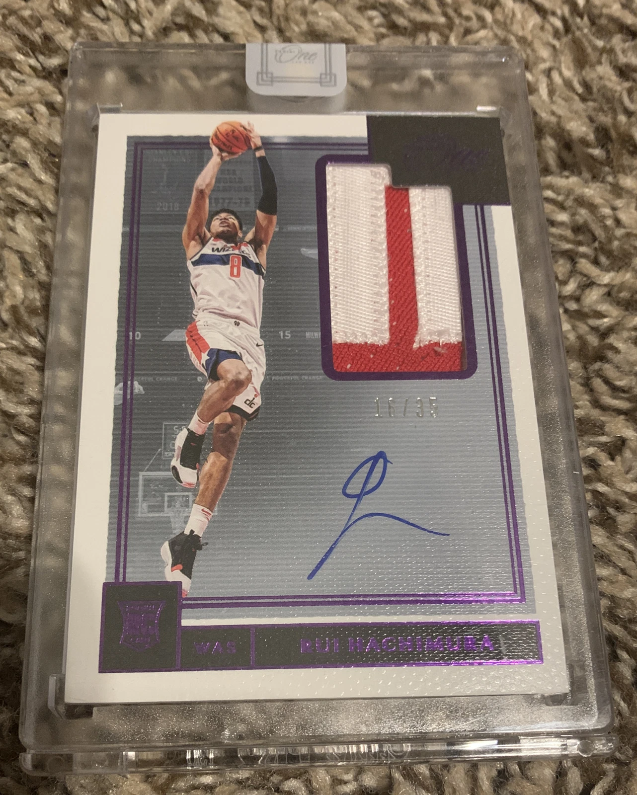 2019-20 Panini One And One RUI HACHIMURA Purple RPA 16/35 On Card Auto Encased
