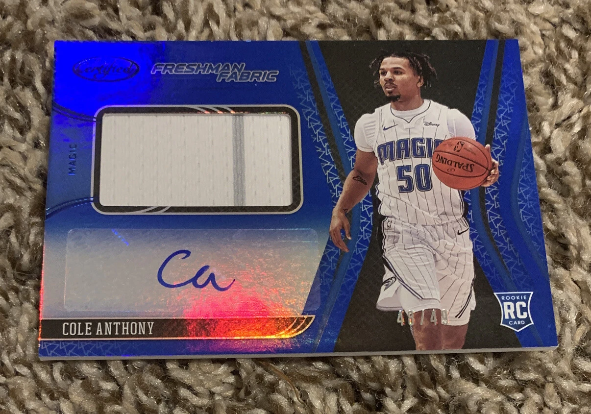 Cole Anthony 2020-21 Panini Certified Freshman Fabric RPA Mirror Blue #/49 AUTO
