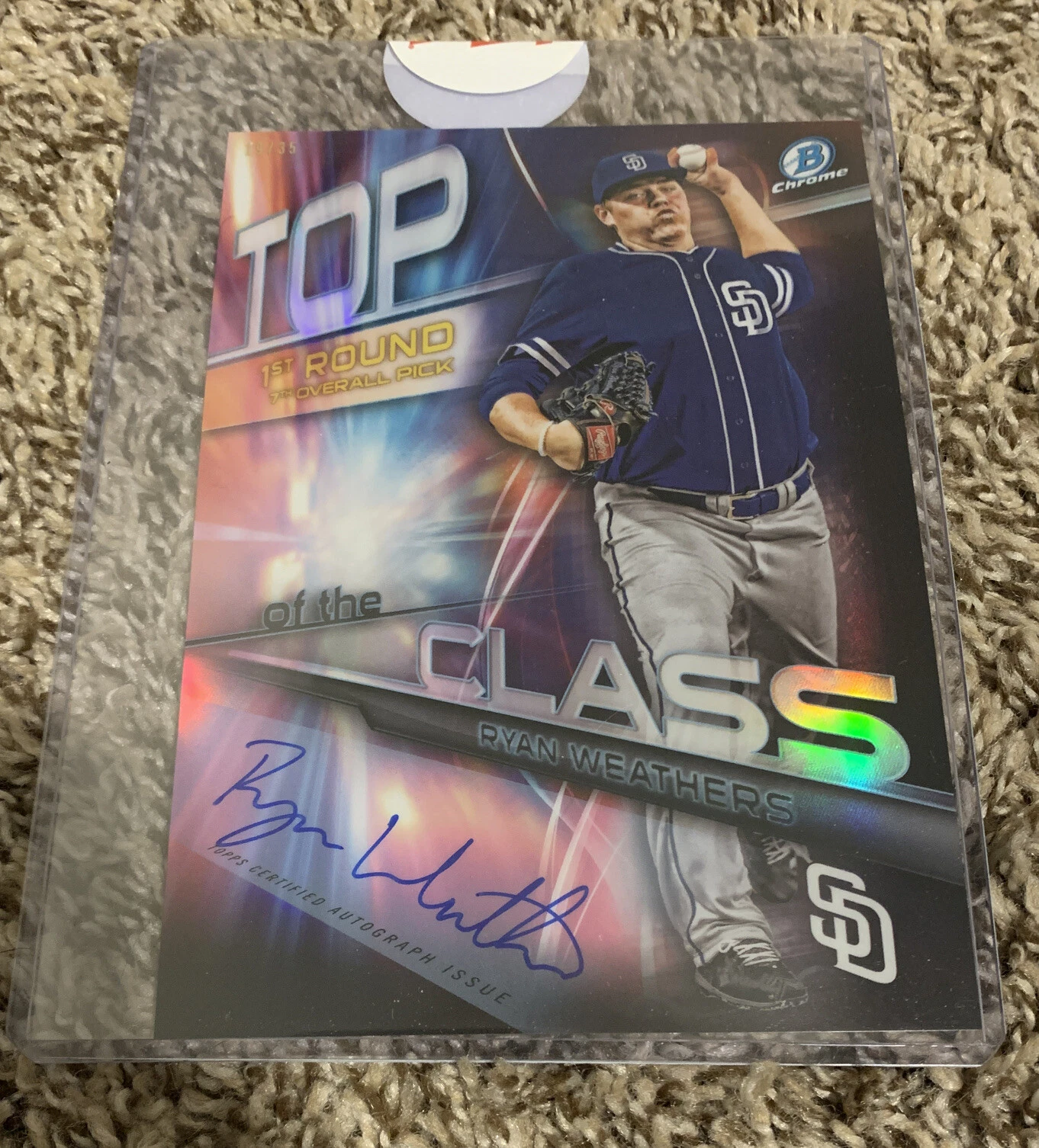 RYAN WEATHERS 2018 Bowman Chrome Top of the Class Box Topper Autograph 19/35
