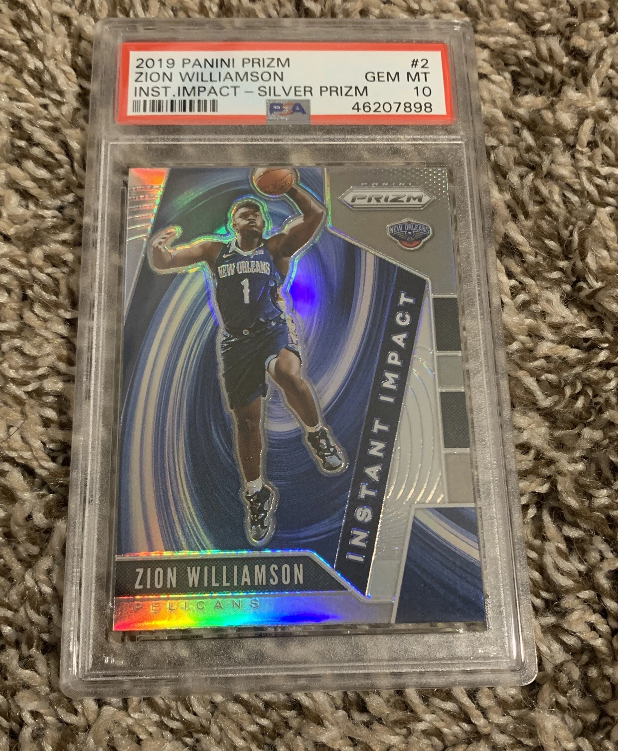 2019 Prizm Zion Williamson PSA 10 GEM MINT Silver Instant Impact Pelicans RC
