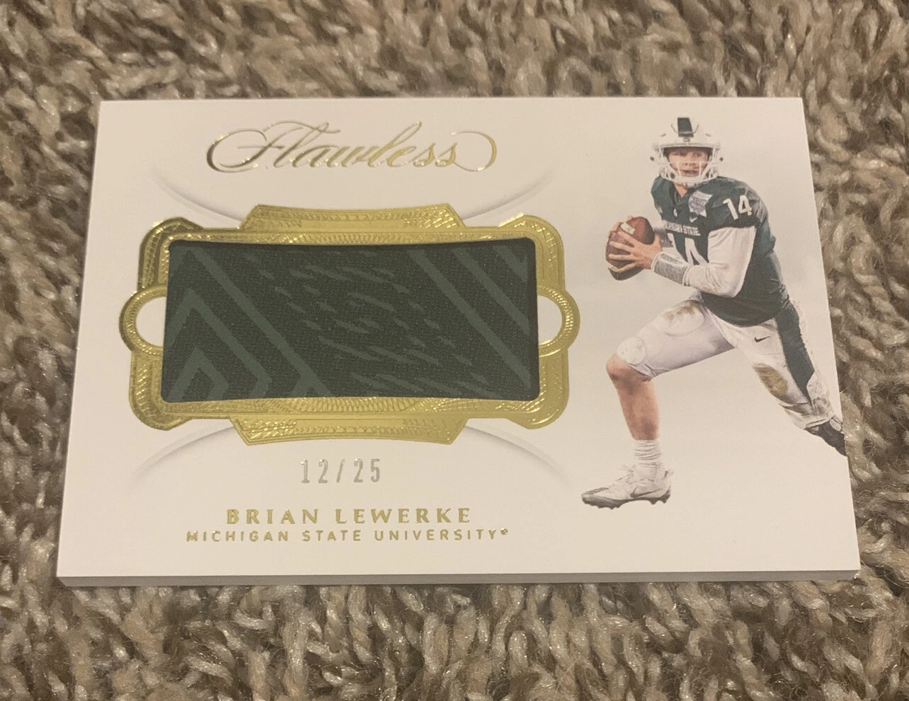 BRIAN LEWERKE 2020 FLAWLESS Rookie Patch Michigan State #2 12/25 SSP
