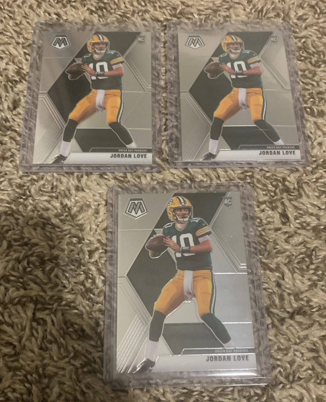 LOT OF 3 2020 Panini Mosaic Football Jordan Love Rookie Card Base #211 Packers
