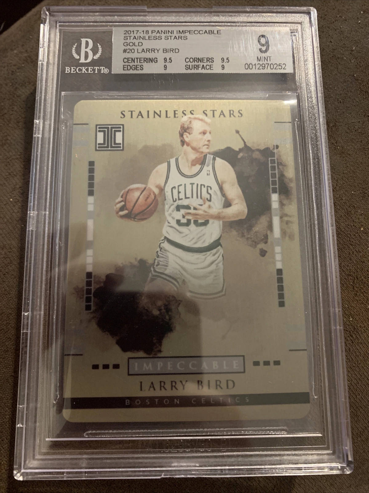 2017-18 Impeccable Stainless Star Gold /10 LARRY BIRD Bgs 9 Mt CELTICS
