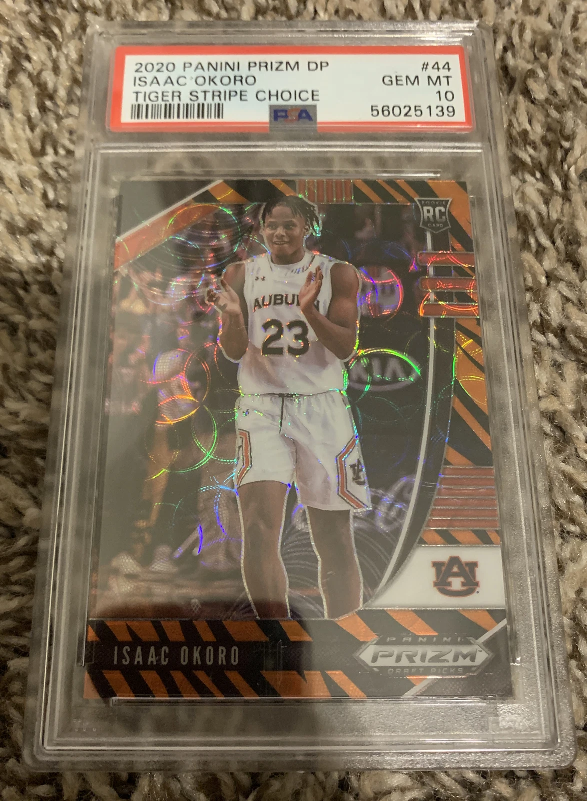 2020 Panini Choice Tiger Stripe Prizm DP #44 Isaac Okoro RC Rookie PSA 10
