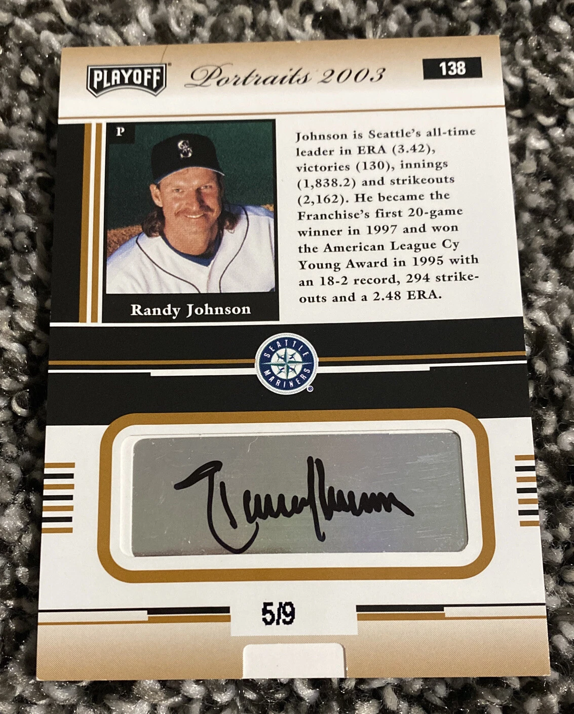 2003 RANDY JOHNSON PLAYOFF PORTRAITS 5/9 SSP HOF AUTOGRAPHS GOLD
