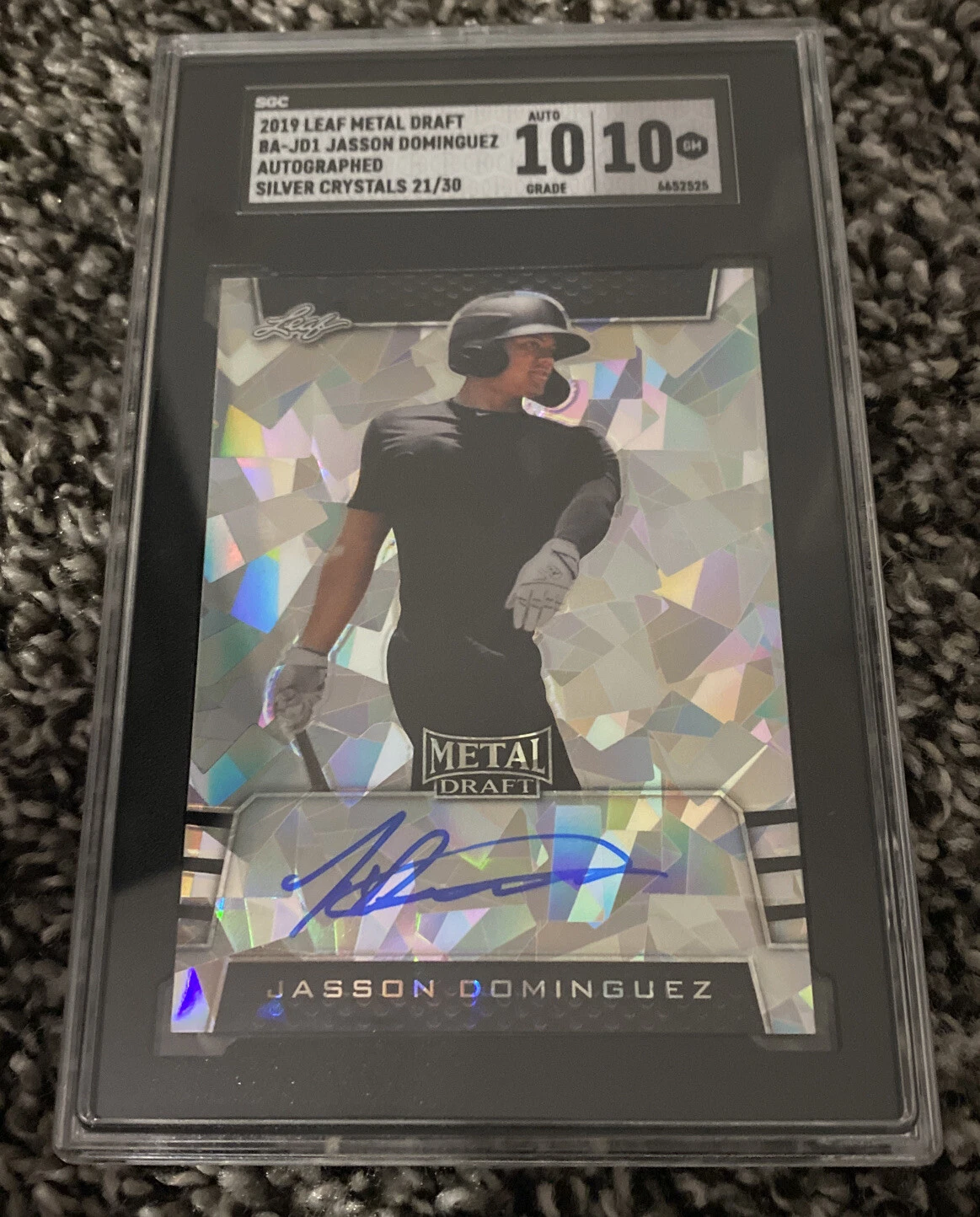 2019 Leaf Metal Draft Jasson Dominguez SILVER CRYSTALS 21/30 AUTO SGC 10/10
