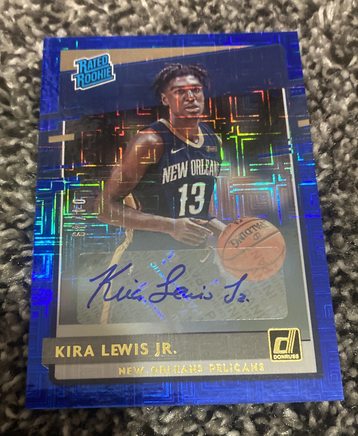 2020-21 Donruss Choice Kira Lewis Jr. Rated Rookie Blue Mojo Auto #/49 Pelicans
