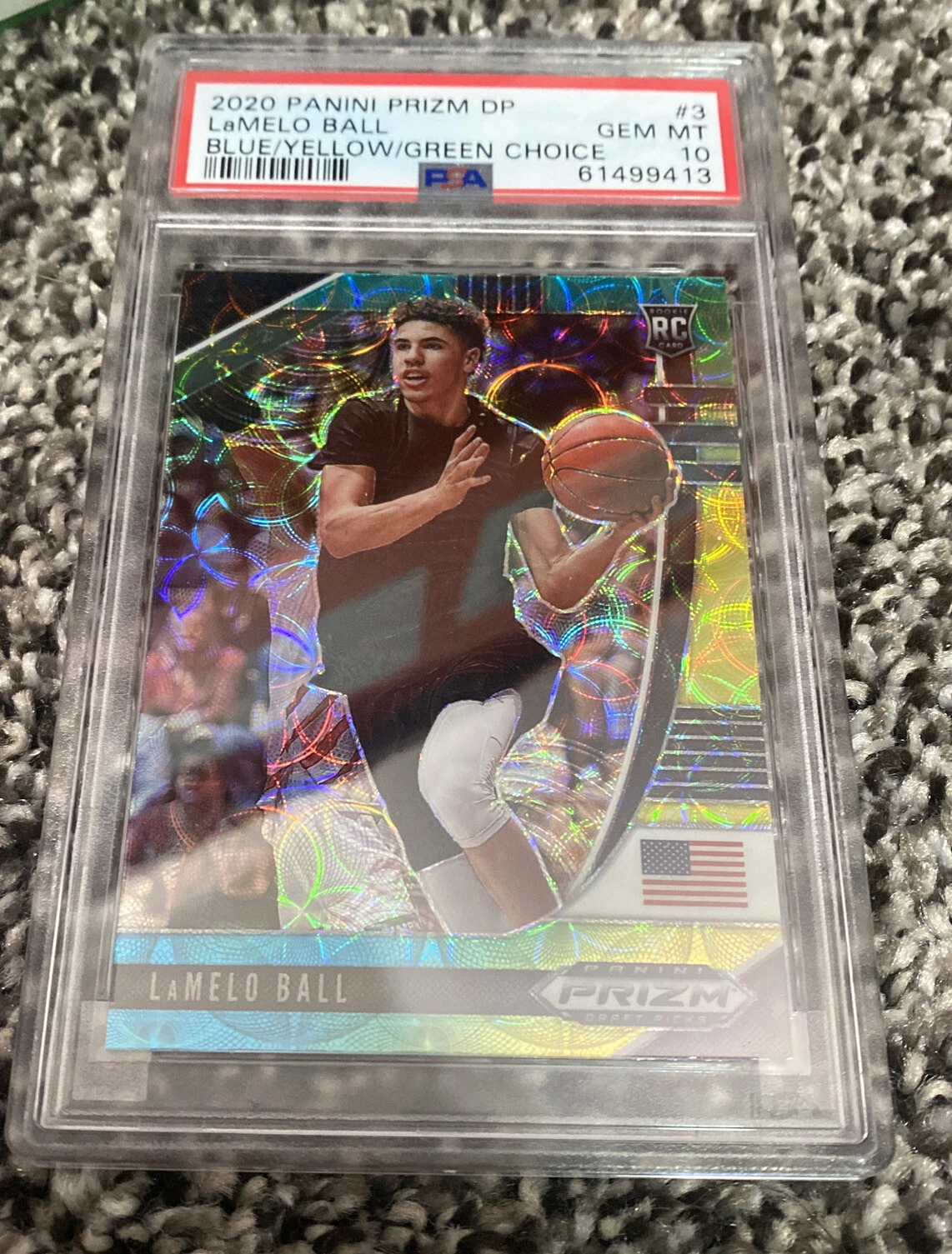 LaMelo Ball 2020 Panini Prizm Draft Picks Blue Yellow Green Choice RC PSA 10
