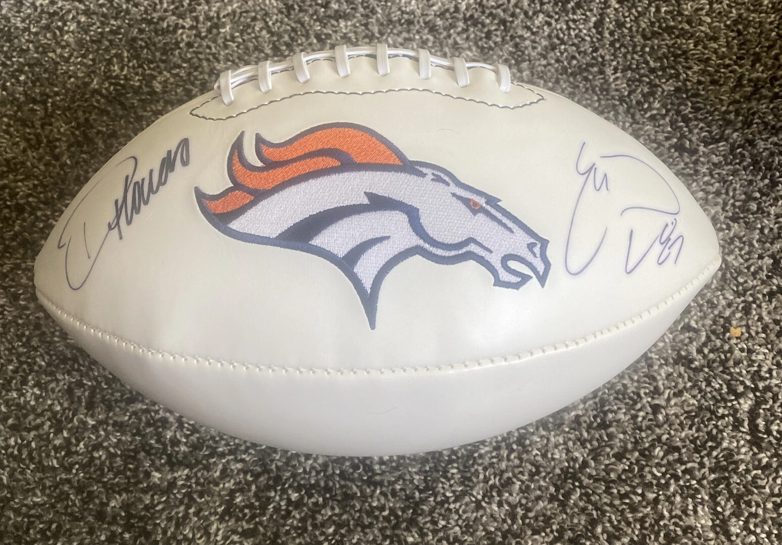 Demaryius Thomas @ ERIC DECKER DUAL Autographed Broncos Logo Football JSA COA
