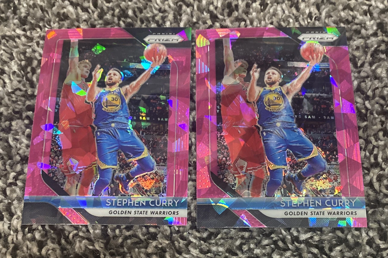 LOT OF (2) 2018-19 PRIZM STEPHEN CURRY #222 PINK CRACKED ICE PRIZM WARRIORS
