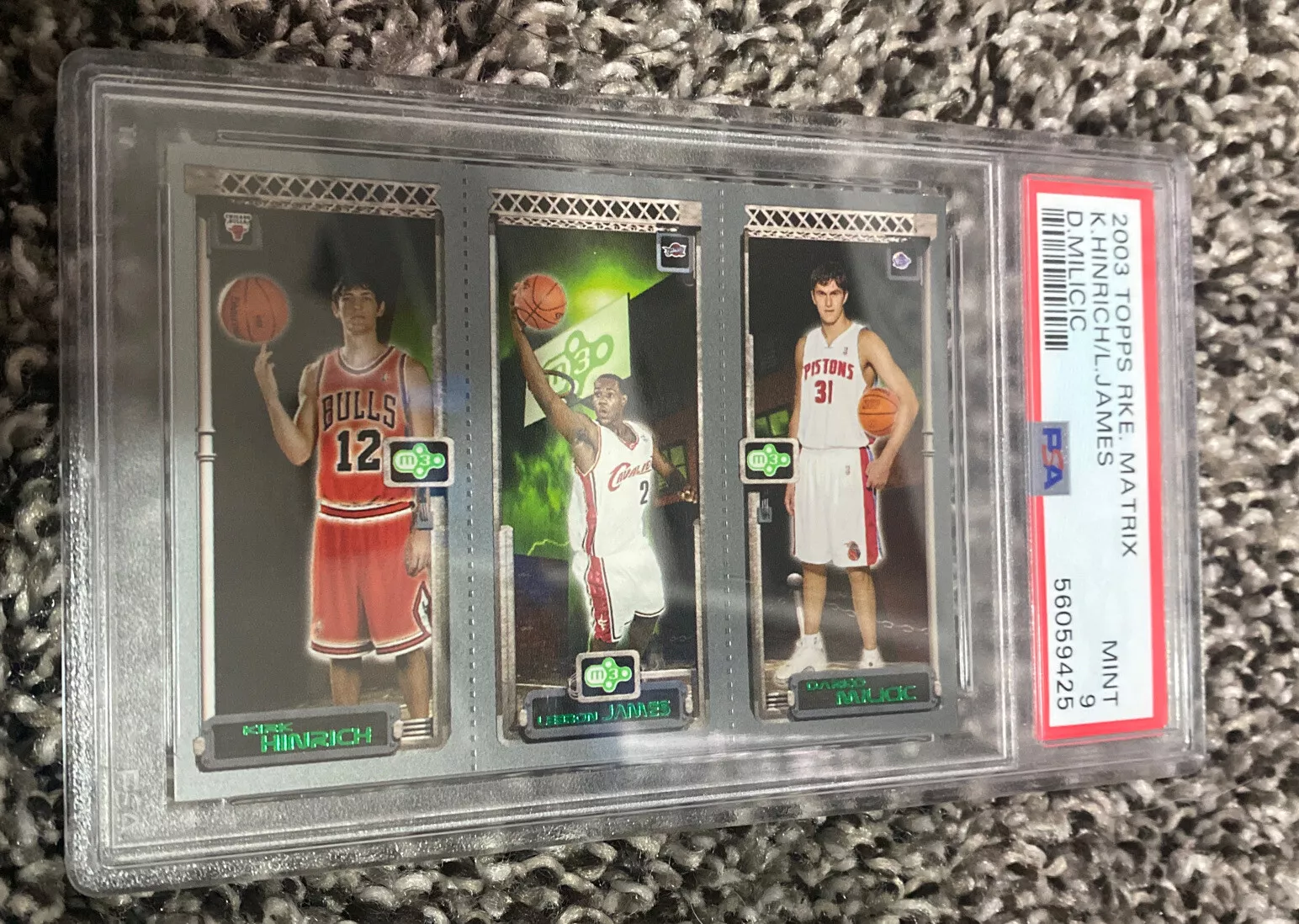2003 - 2004 Topps Rookie Matrix LeBron James/ Milicic / Hinrich PSA 9 MINT RC
