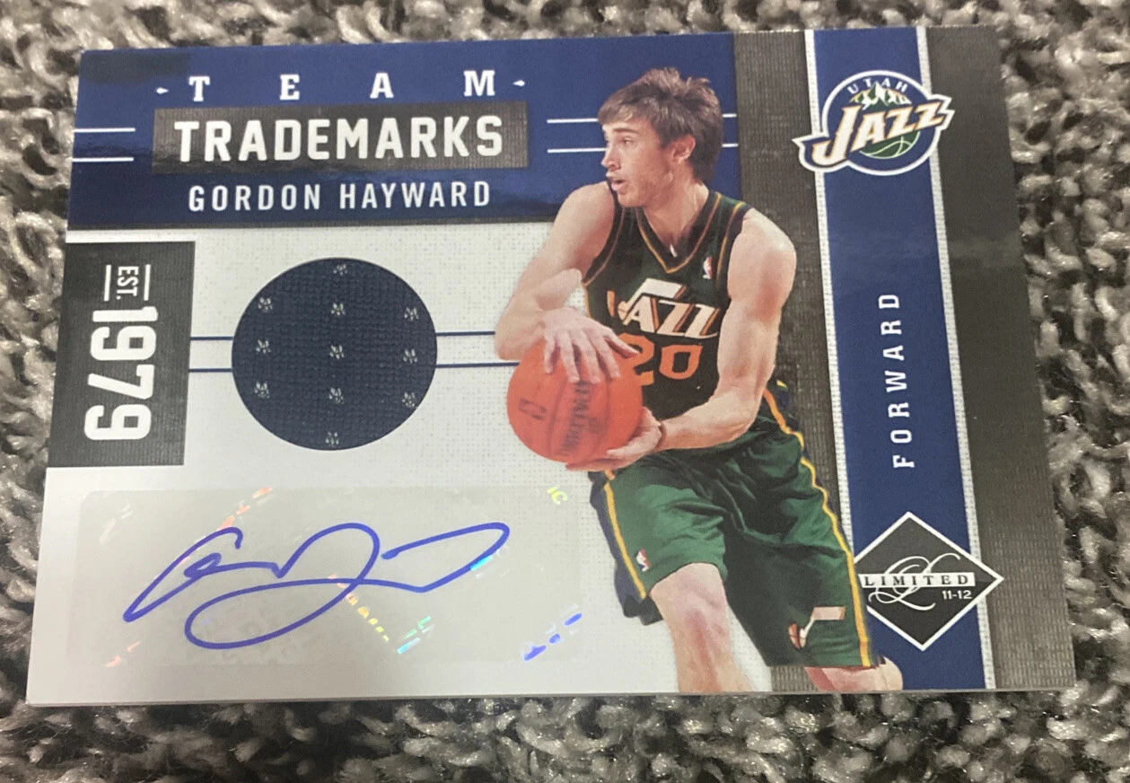 2011-12 Limited Team Trademarks Materials Signatures /99 Gordon Hayward #20 Auto
