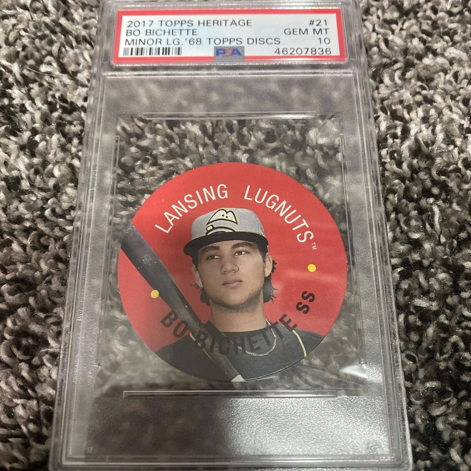 2017 Topps Heritage Minor League #21 Bo Bichette '68 Topps Discs Gem Mint PSA 10
