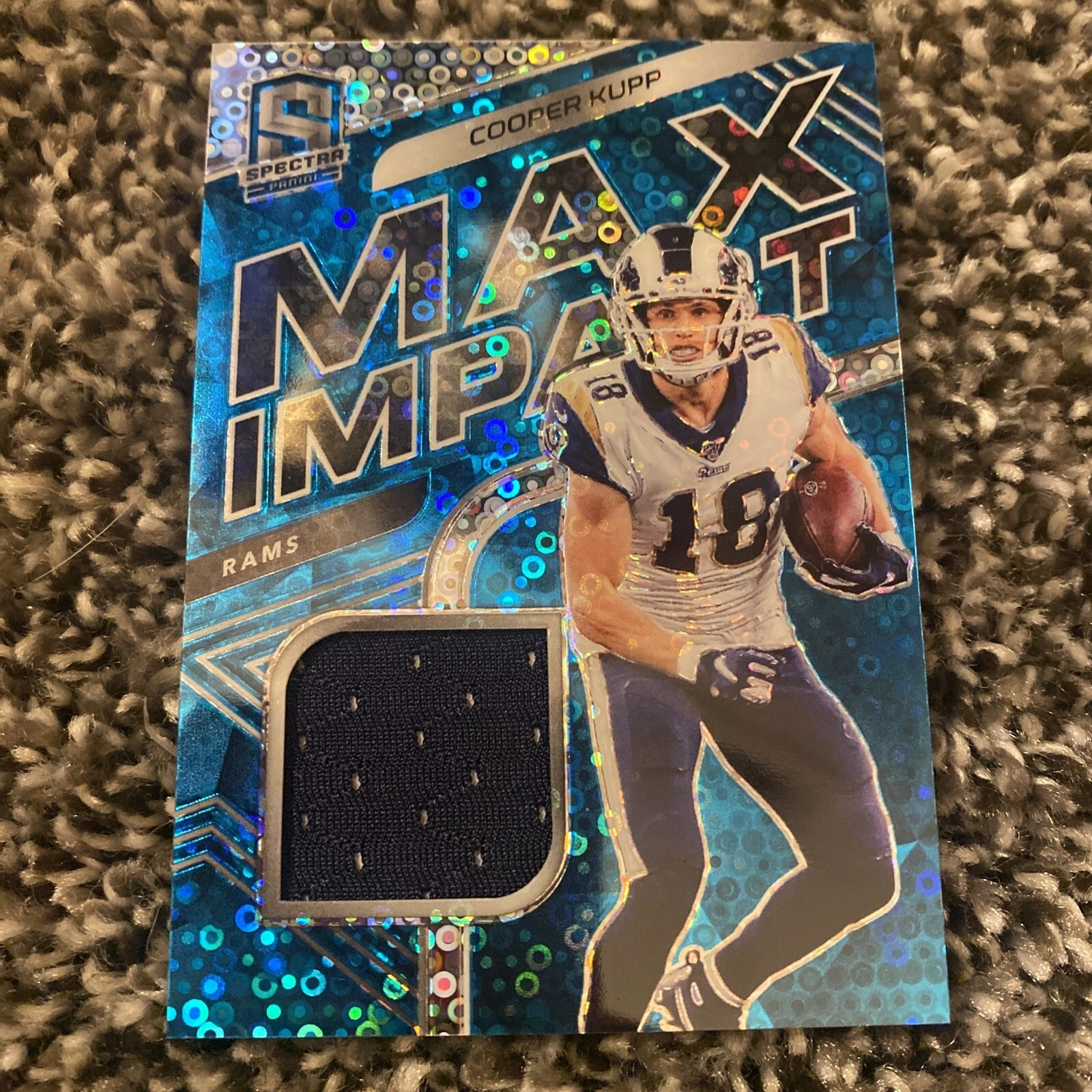 2020 Spectra Cooper Kupp Neon BLUE Max Impact PLAYER WORN JERSEY 22/35
