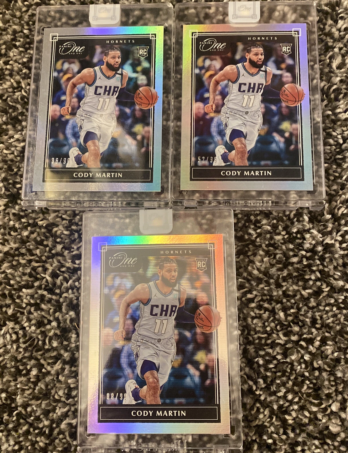 LOF OF 3 2019-20 Panini One and One Cody Martin Rookie RC Charlotte Hornets /99
