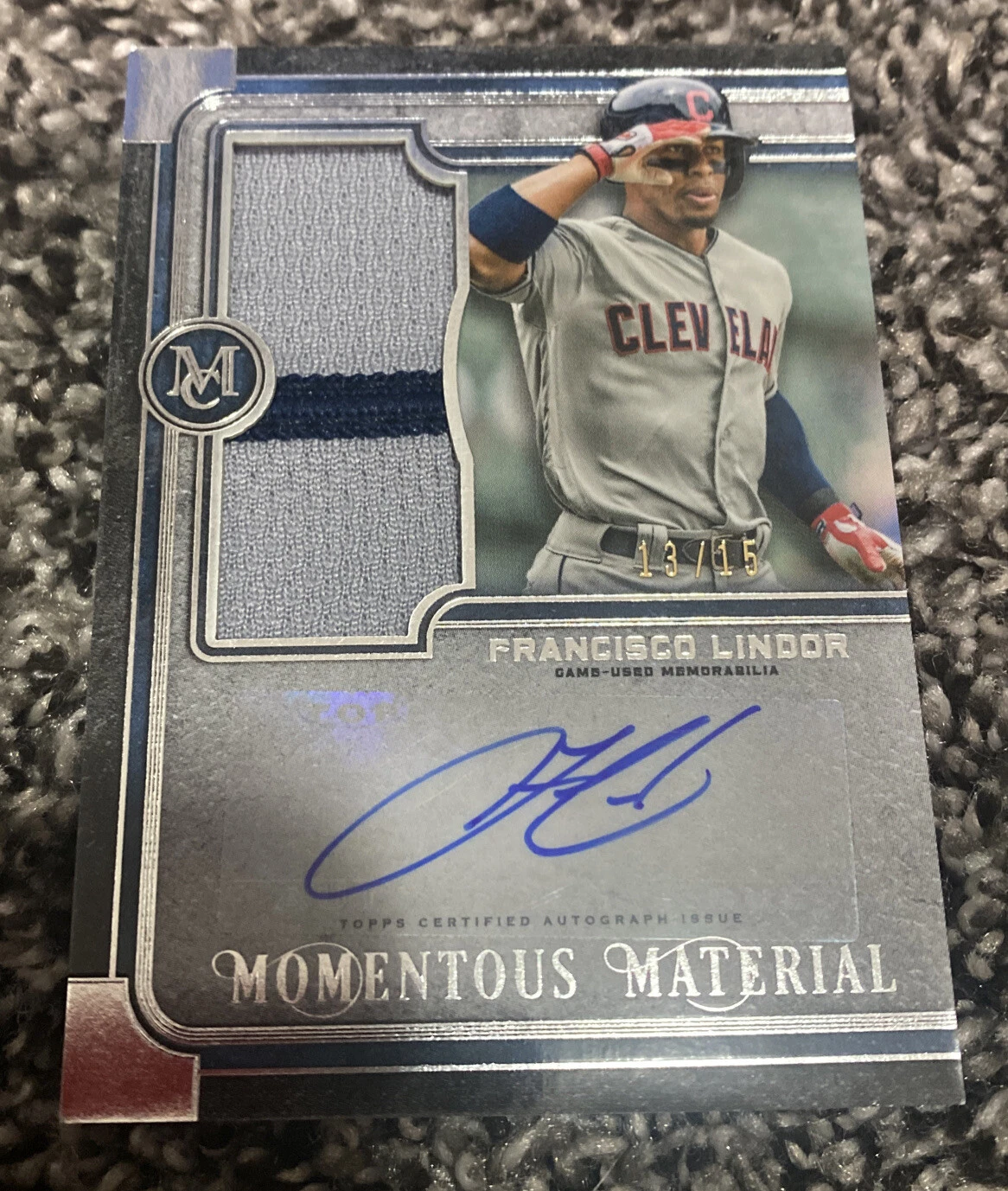 2019 TOPPS MUSEUM COLLECTION FRANCISCO LINDOR MOMENTOUS PATCH AUTO INDIANS 13/15

