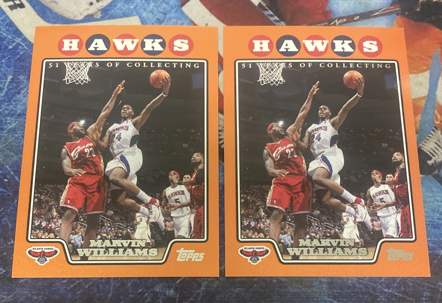 LOT OF (2) 2008-09 TOPPS ORANGE BORDER /1199 MARVIN WILLIAMS LEBRON JAMES #62 COLLECTIBLE MEMORABILIA
