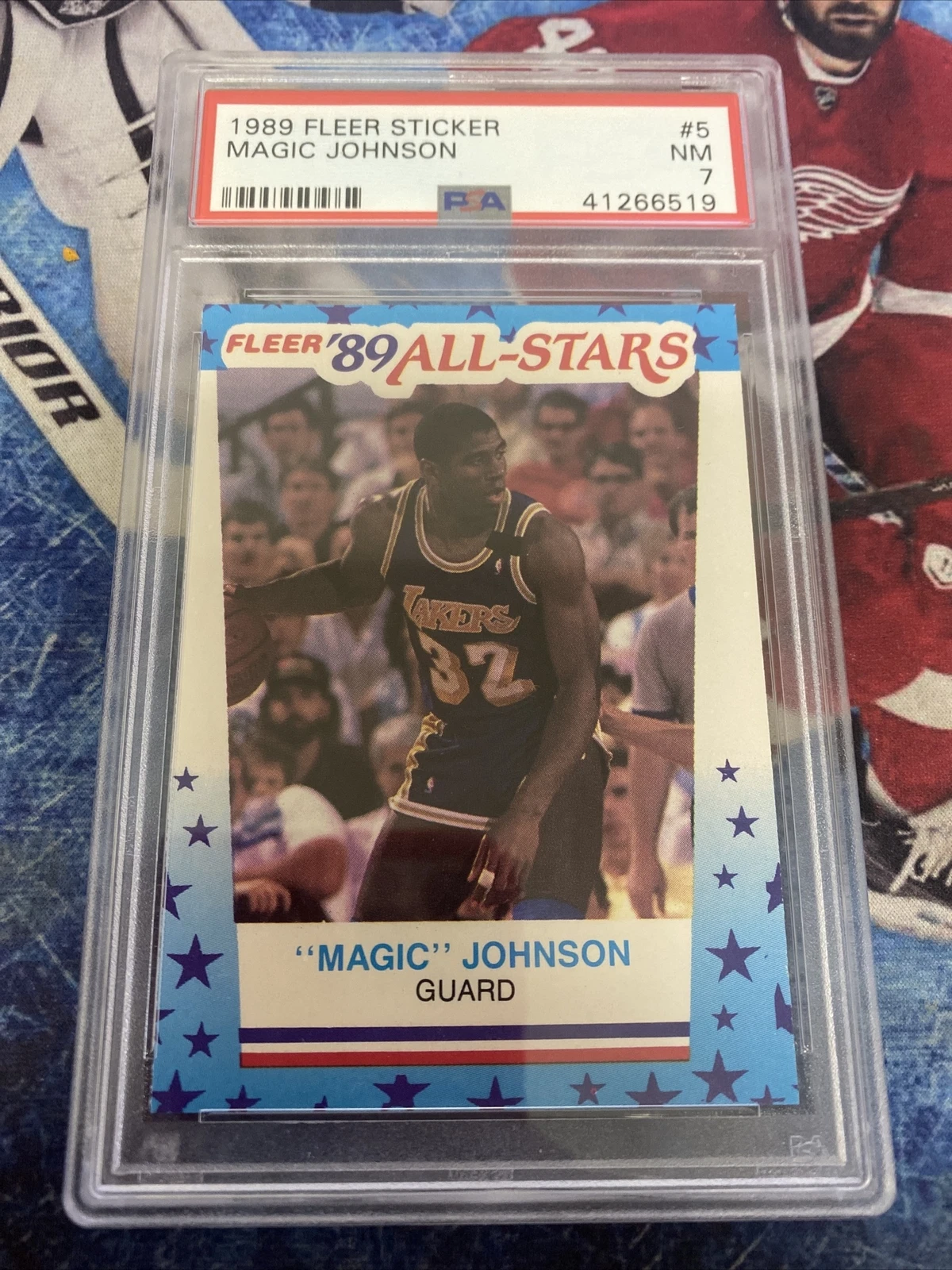 1989-90 Fleer All-Stars Stickers Magic Johnson #5 PSA 7 HOF
