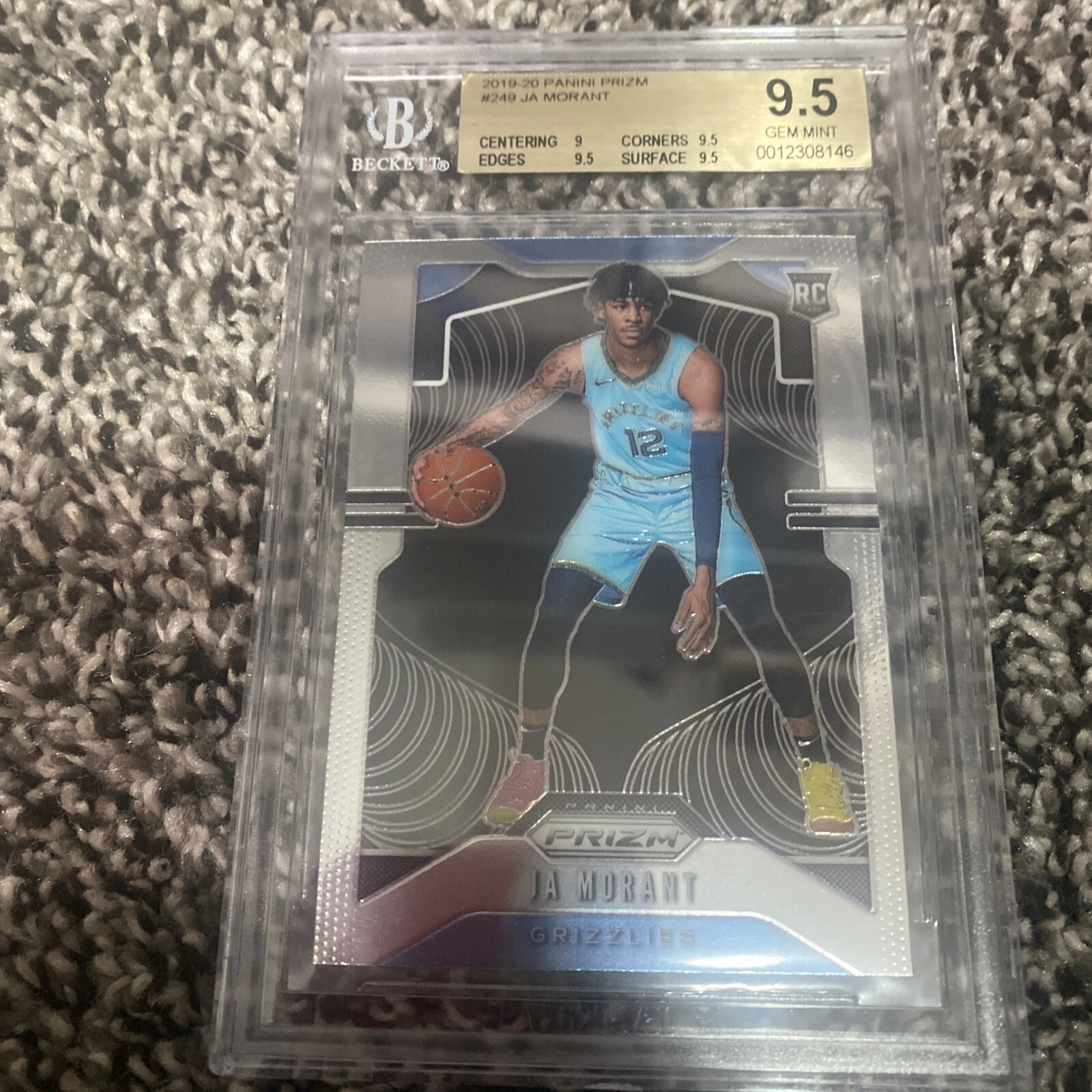 2019-20 Panini Prizm #249 Ja Morant Grizzlies RC Rookie BGS 9.5 GEM MINT
