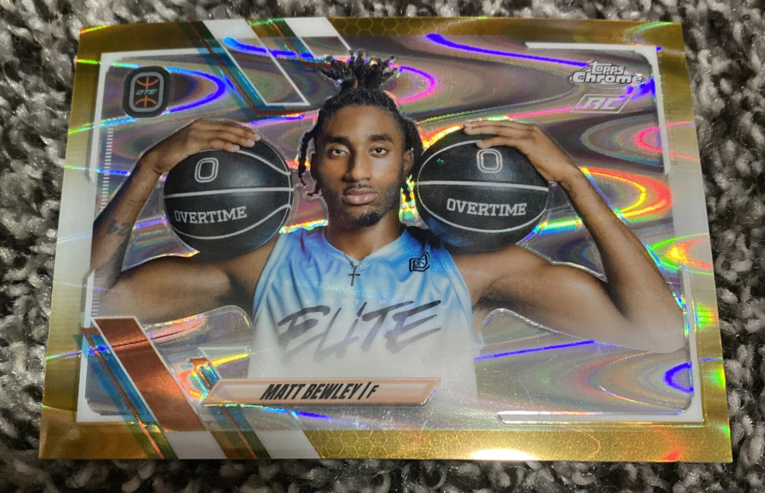 22 Matt Bewley Topps Chrome OTE Overtime Elite Gold Wave 3/50 ??#1 Ranked PF
