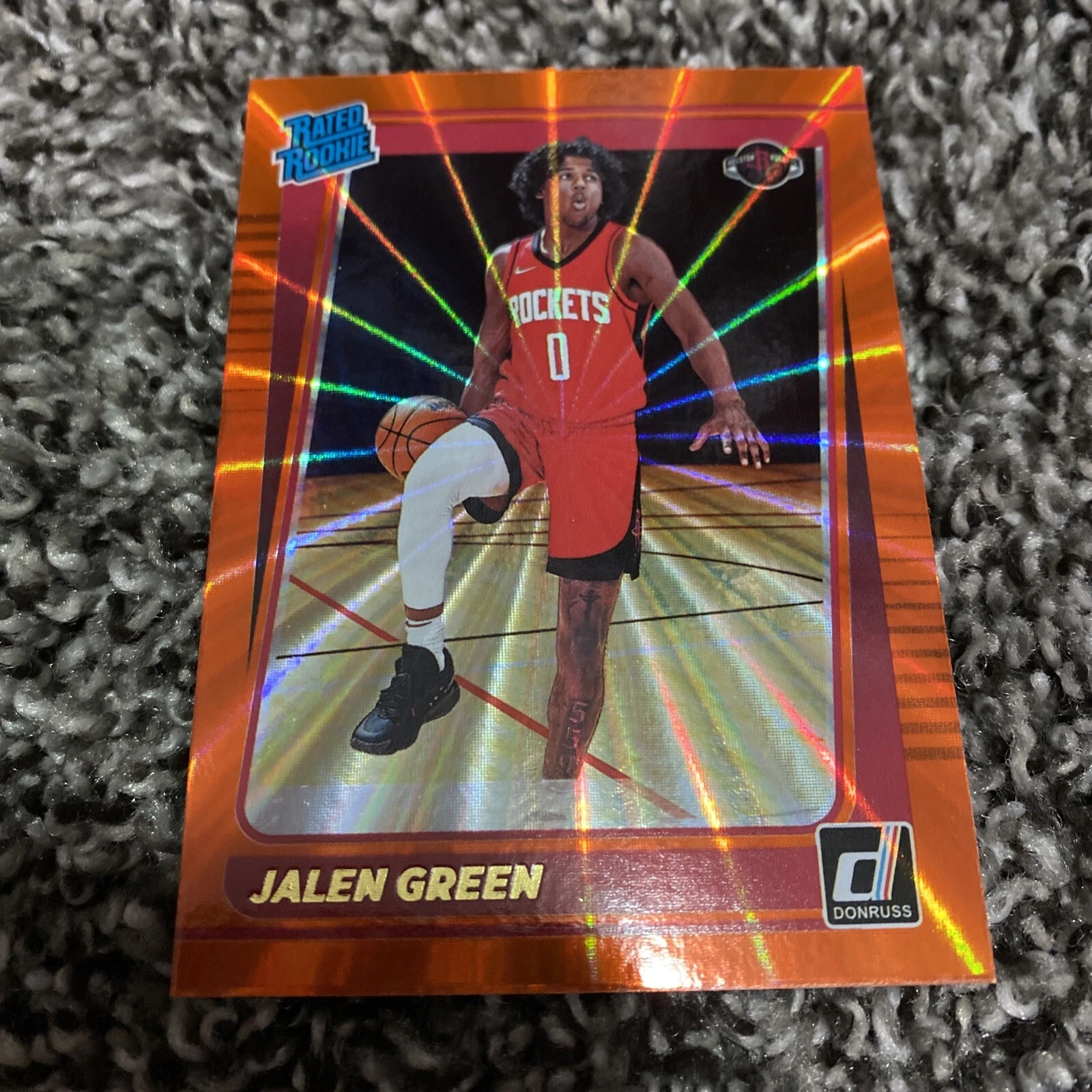 Jalen Green ORANGE Lazer Rated Rookie 2021-22 Donruss RC Houston Rockets Look

