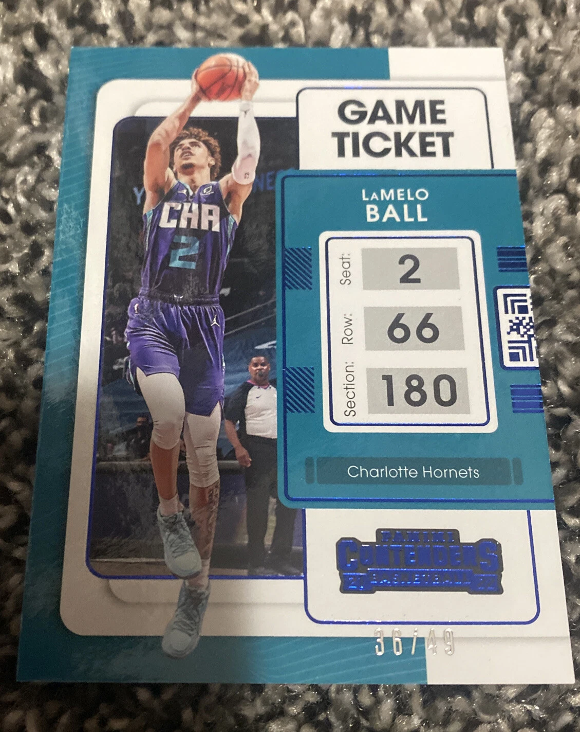 2021-22 Panini Contenders LAMELO BALL Blue Game Ticket /49 CHARLOTTE HORNETS
