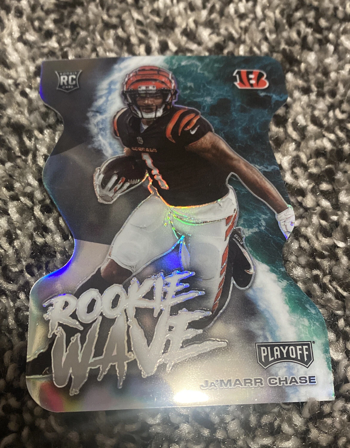2021 Playoff Ja'Marr Chase Die Cut SP Silver Prizm Rookie Wave RC #RW-JCH
