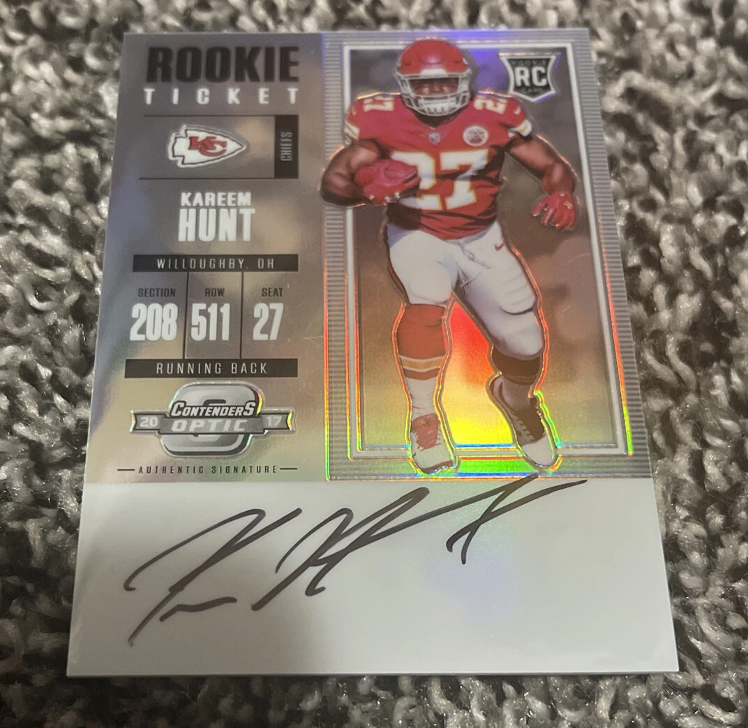 Kareem Hunt 2017 Contenders Optic Silver Prizm Rookie RC Ticket Auto #117 SP
