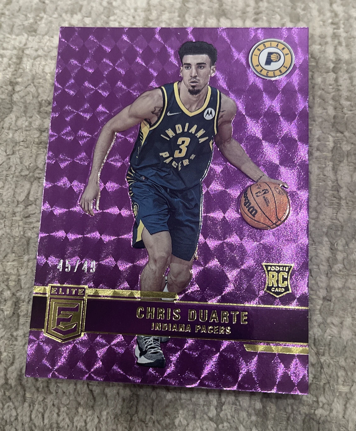 2021-22 Donruss Elite Chris Duarte Rookie Purple 45/49 SSP RC pacers
