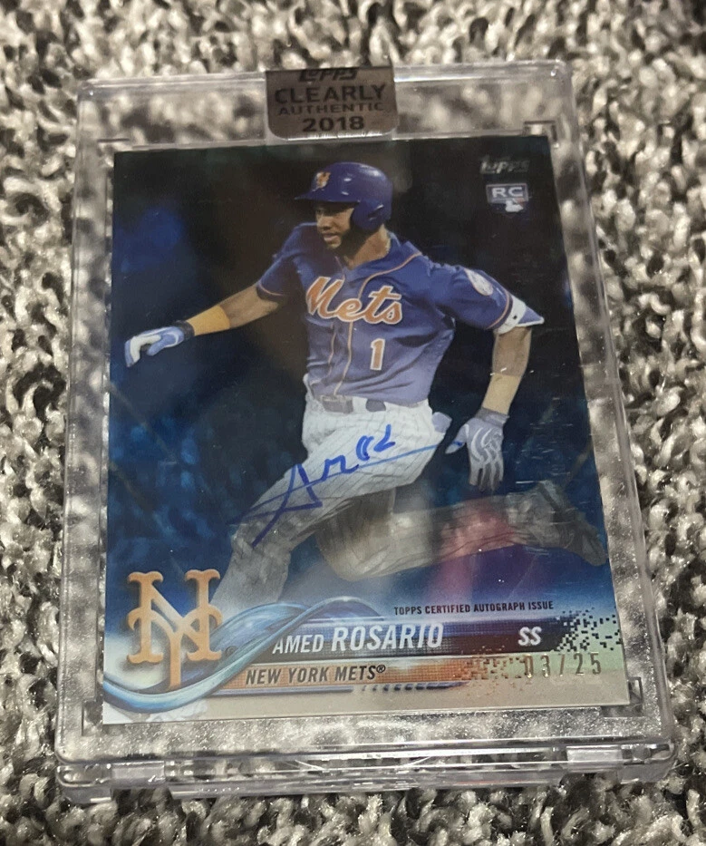 2018 TOPPS CLEARLY AUTHENTIC AMED ROSARIO NEW YORK METS ROOKIE CARD AUTO Red /25
