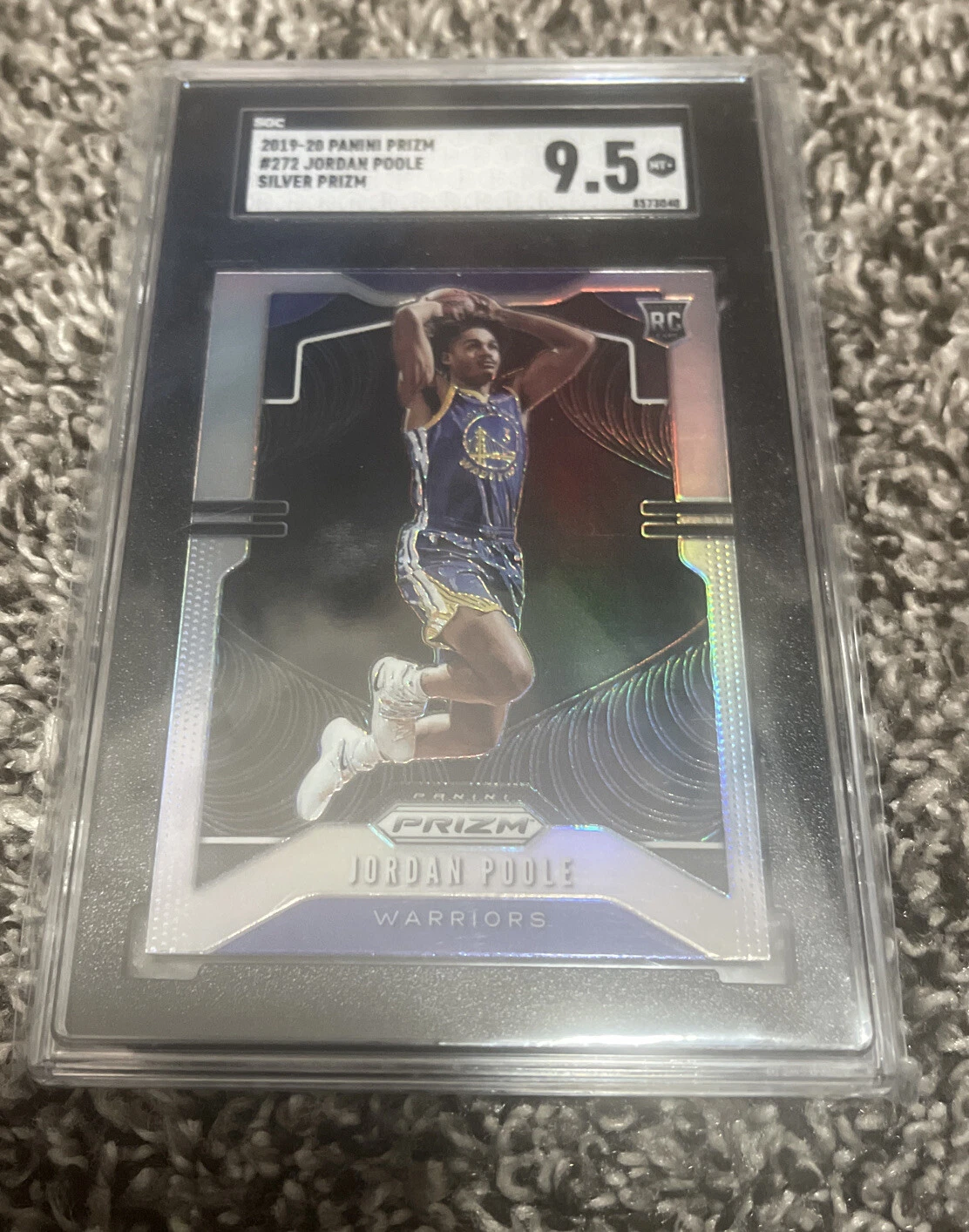 2019-20 PRIZM JORDAN POOLE ROOKIE TRUE SILVER PRIZM RC #272 SGC 9.5 MT+
