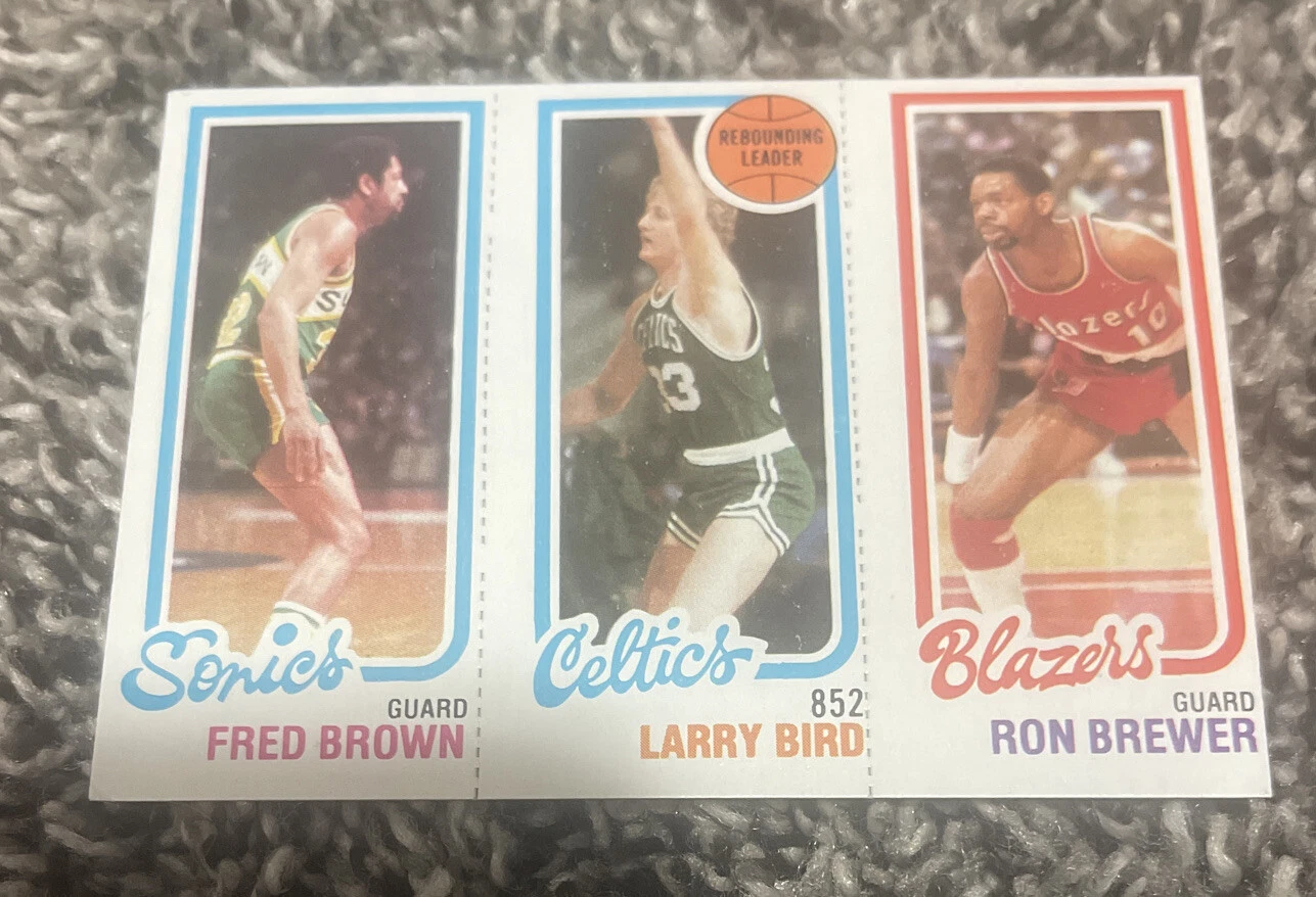 1980 Topps Larry Bird, Fred Brown, Ron Brewer Rebounding Leaders NBA Card
