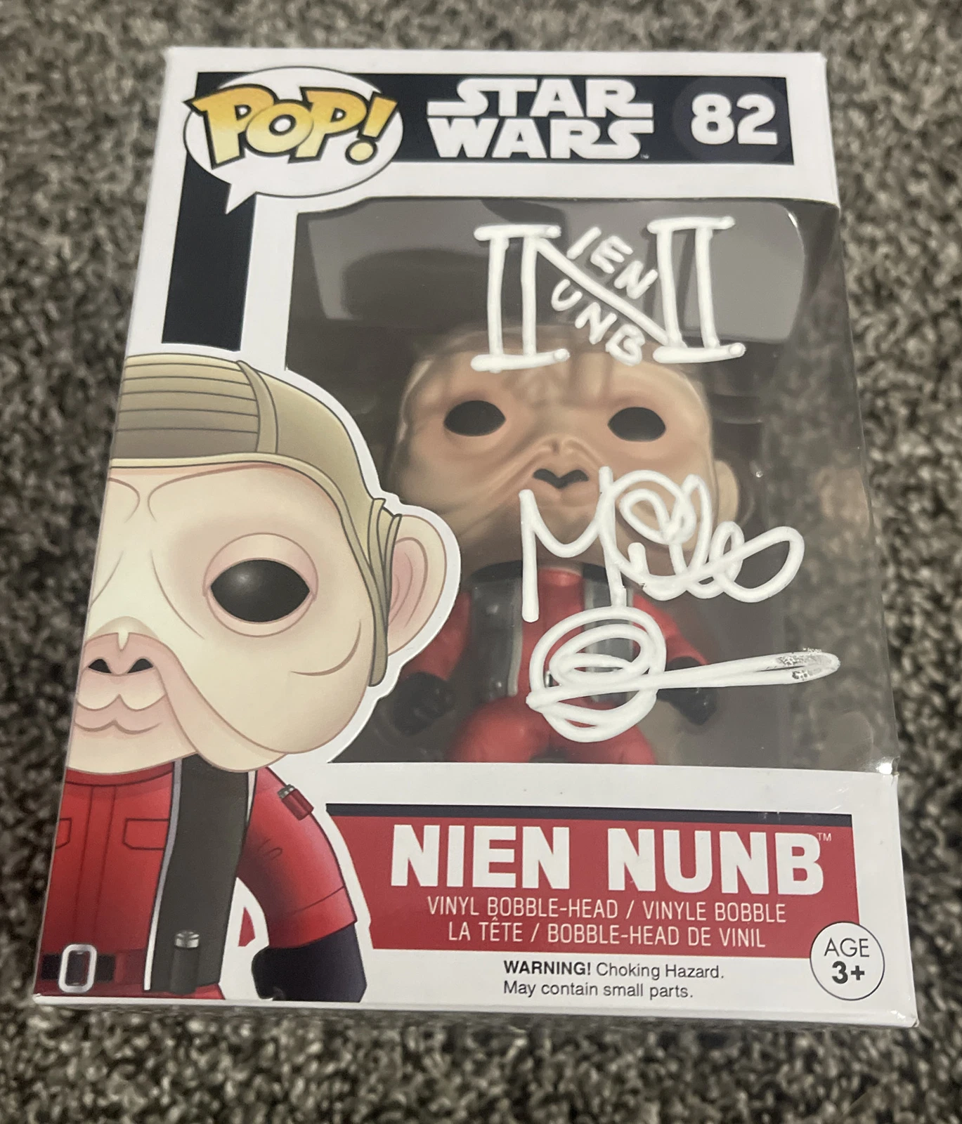 Mike Quinn Star Wars Movies signed Nien Nunb Funko Pop Figure JSA Coa

