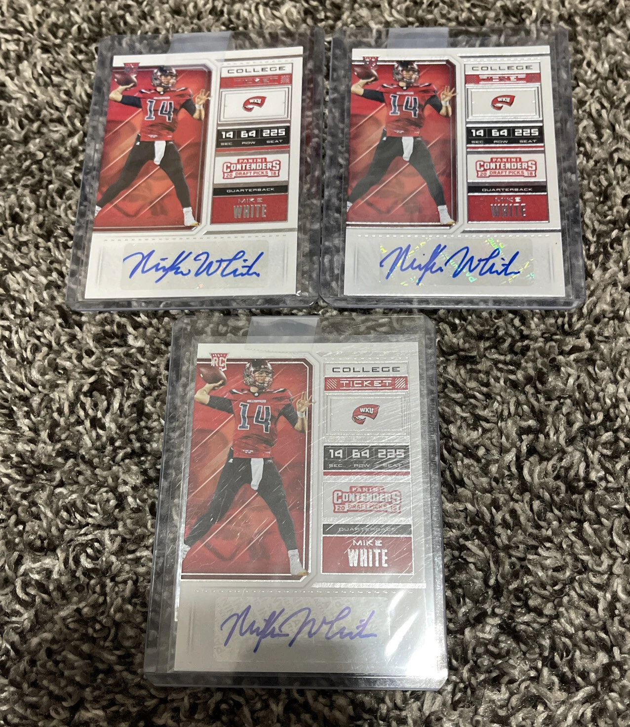 LOT OF (3) 2018 Panini Contenders MIKE WHITE College Ticket Auto Rookie RC HOT
