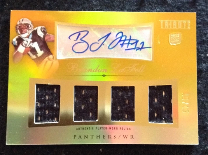 BRANDON LAFELL 2010 TOPPS TRIBUTE 4 X JERSEY GOLD AUTO AUTOGRAPH 10/15 PATRIOTS
