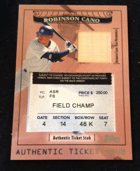 2009 Robinson Cano Topps Ticket to Stardom Yankees Ticket Stub/Bat 122/224
