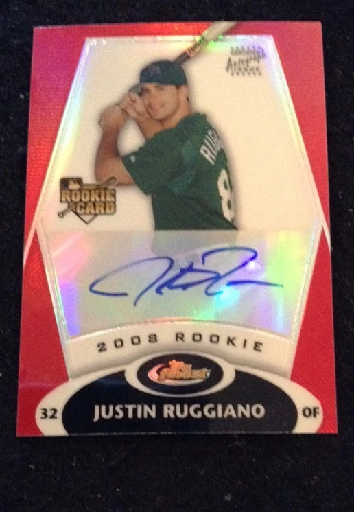 Justin Ruggiano 2008 Topps Finest Certified Autographs Red Refractor 7/25
