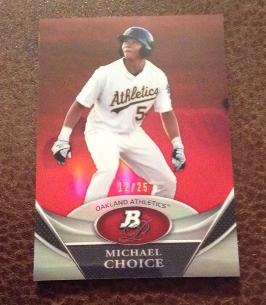 2011 BOWMAN PLATINUM - PROSPECT - RED REFRACTOR - Michael Choice 12/25 Sp
