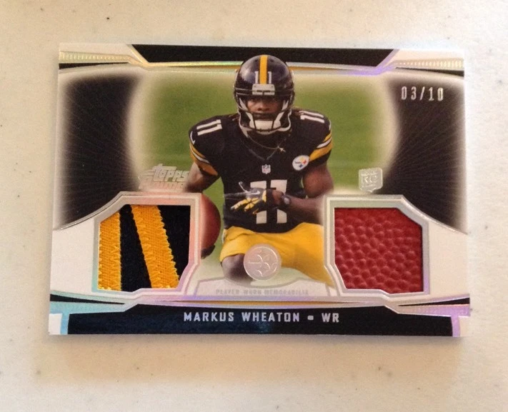 2013 Topps Prime MARKUS WHEATON Silver Lining Dual Patch and Football 3/10 Ssp
