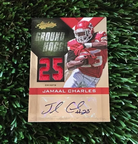 2012 ABSOLUTE JAMAAL CHARLES GROUND HOGGS JERSEY RELIC AUTO #/5 CHIEFS
