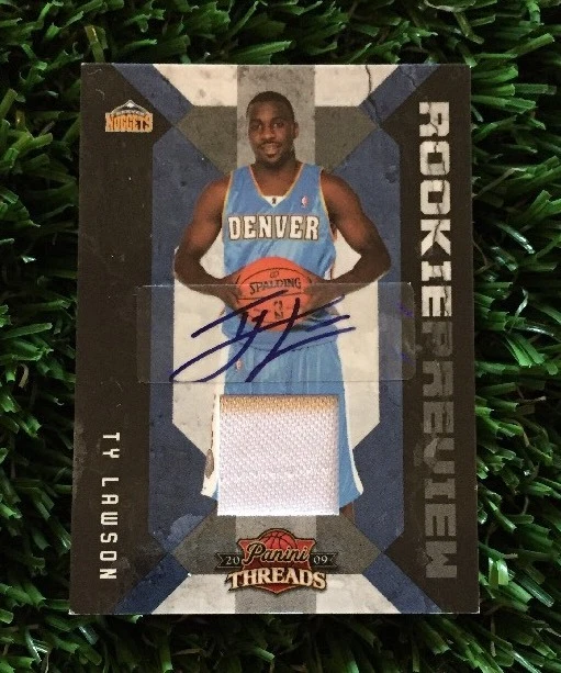 2009-10 Panini Threads Rookie Preview Ty Lawson rookie patch auto #d /50 Nuggets
