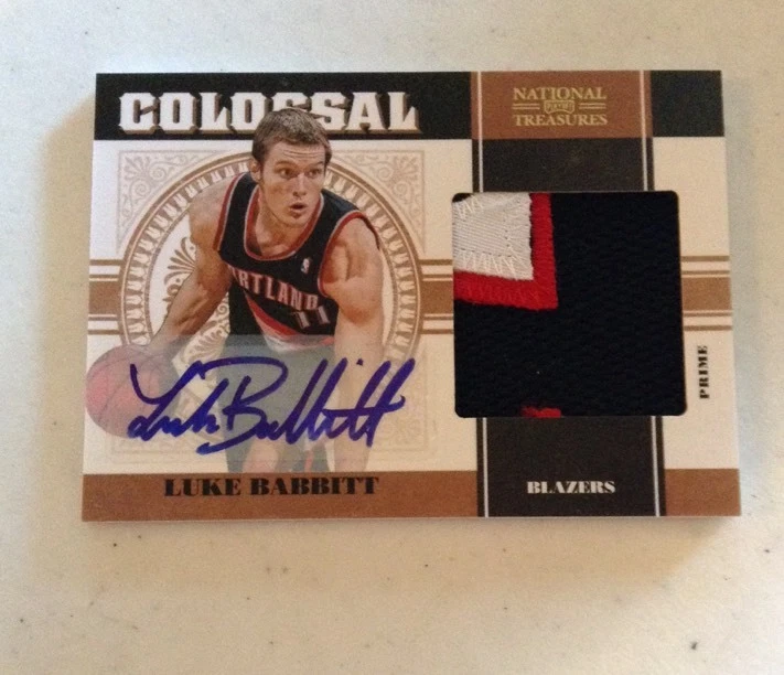 2010-11 NATIONAL TREASURES COLOSSAL PRIME PATCH AUTO LUKE BABBITT PATCH AUTO /25
