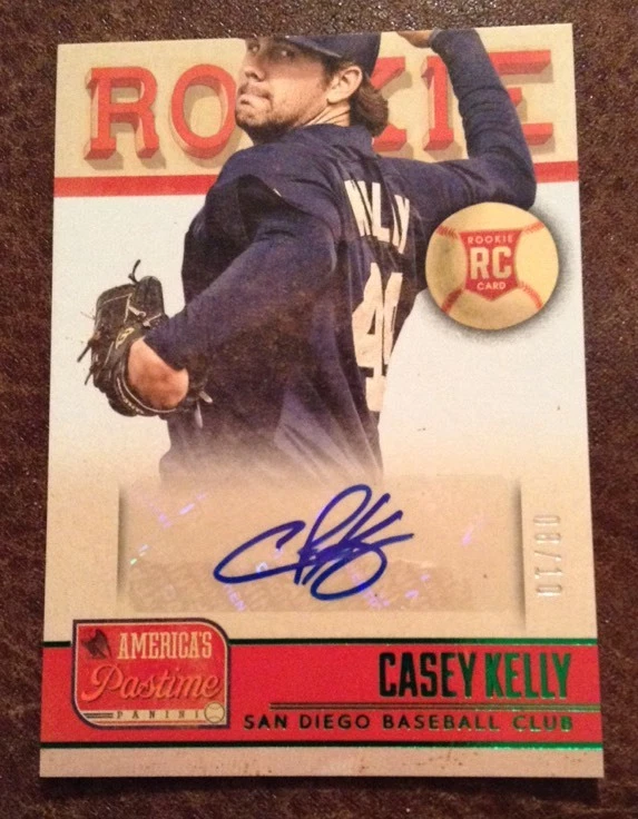 Casey Kelly 2013 Panini Americas Pastime GREEN Parallel RC Auto #d 8/10 - PADRES
