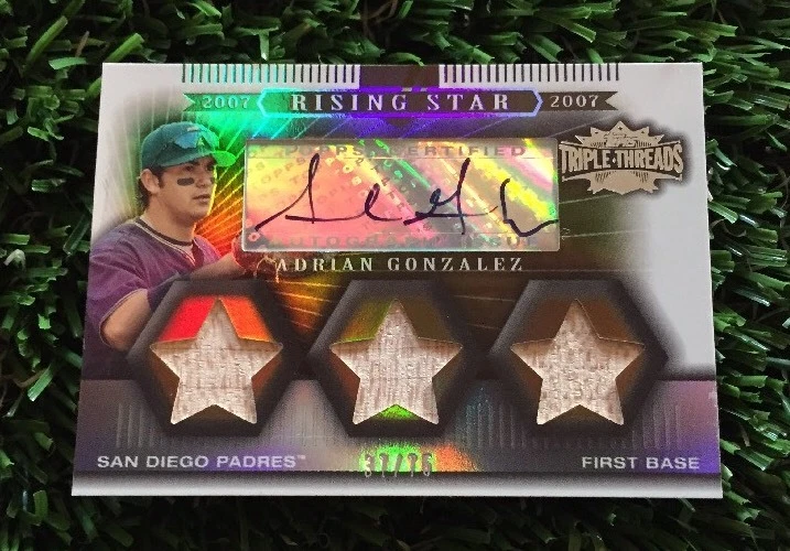 2007 Topps Triple Threads Adrian Gonzalez Rising Star Bat Relic Auto #D /75
