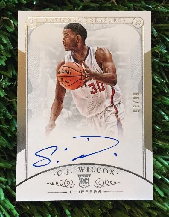 2014-15 NATIONAL TREASURES C.J. WILCOX ON CARD AUTO RC CARD #ED 93/99
