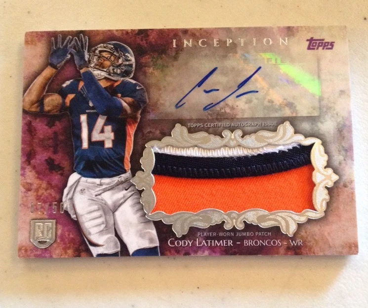 Cody Latimer 2014 Topps Inception Jumbo Patch Auto RC 7/50 Broncos
