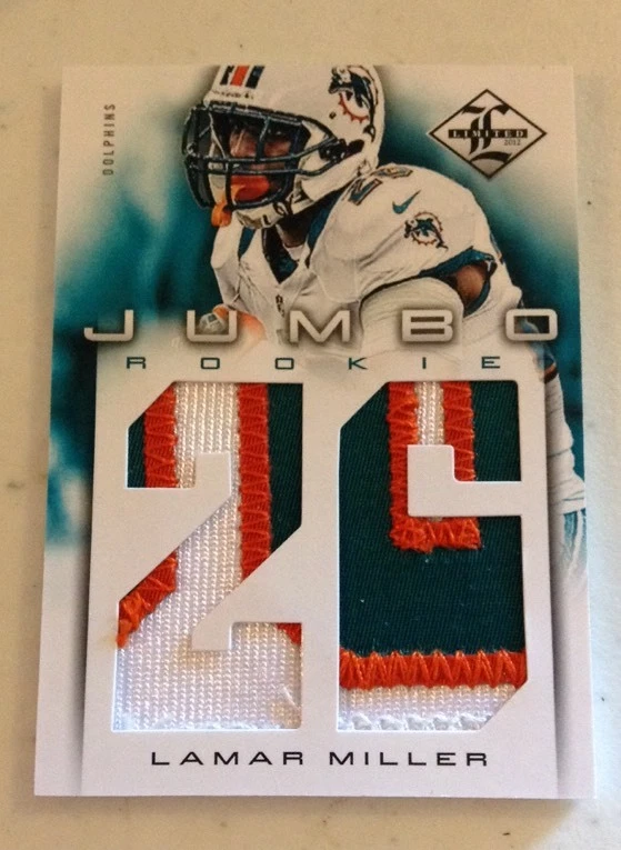 LAMAR MILLER 2012 LIMITED JUMBO ROOKIE DUAL 3-COLOR PATCH /49
