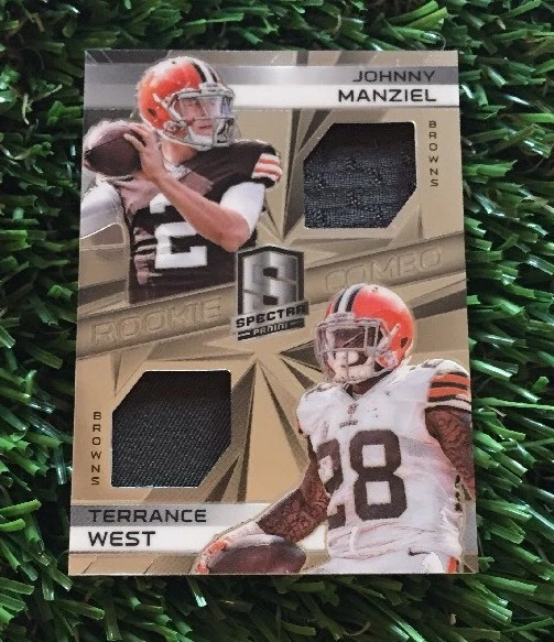 2014 SPECTRA JOHNNY MANZIEL TERRANCE WEST DUAL JERSEY RELIC RC #ED /99 BROWNS
