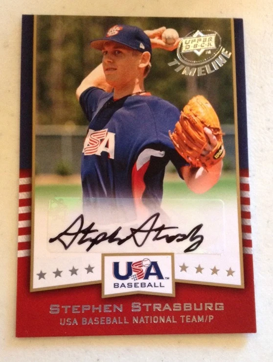 Stephen Strasburg 2008 Upper Deck Timeline RC Rookie AUTO Team USA Nats
