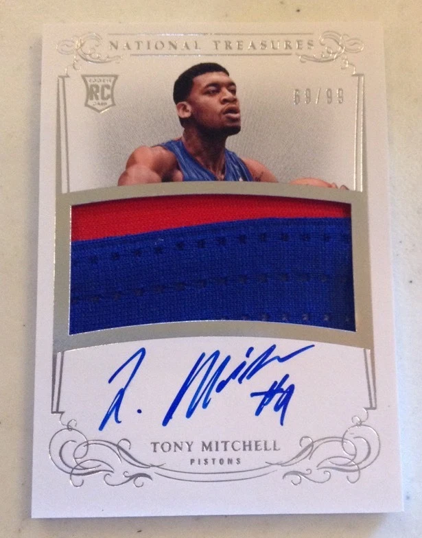 2013-14 Panini National Treasures #105 Tony Mitchell Jersey Auto RC Rookie 69/99
